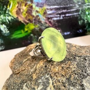 Faceted Golden Prehnite Sterling Silver Ring (7)